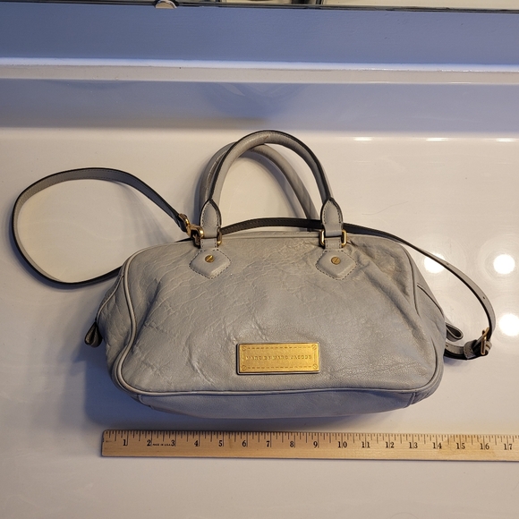 MARC By Marc Jacobs Leather Dual Zipper Shoulder / Hand Bag Gray - Picture 12 of 16